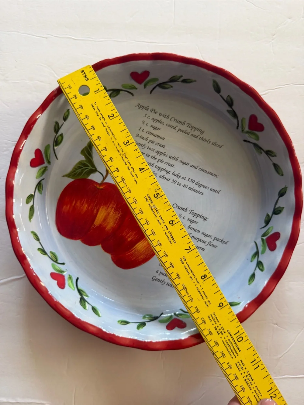 Ceramic Apple Pie Dish Plate with Recipe